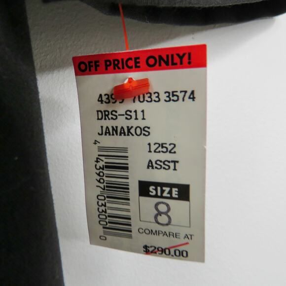 Jana Kos Black  Asymmetrical Zipper Black Short Sleeve Midi Dress Size 8 NWT - Picture 6 of 7